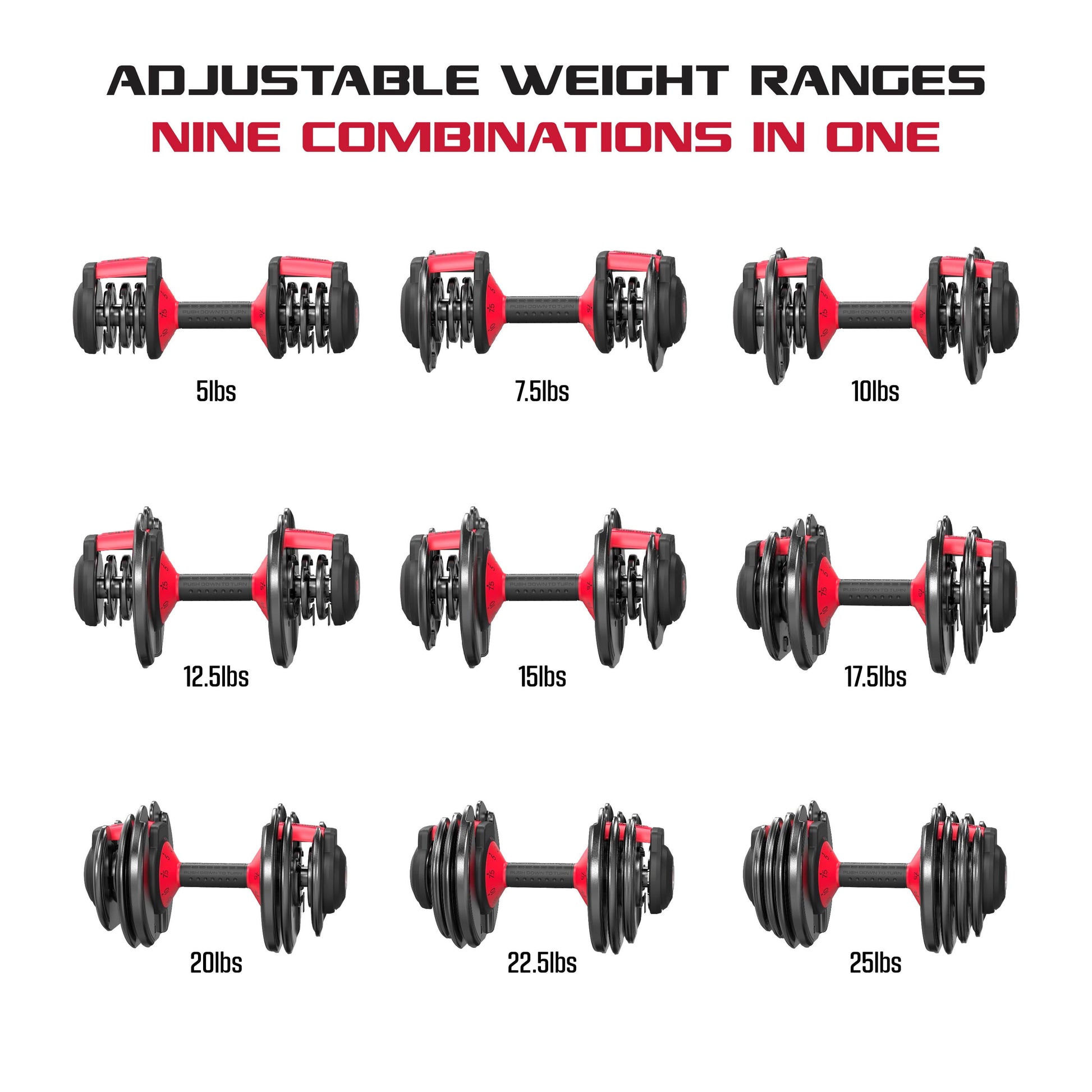 Smartbell, 9 in 1 Adjustable Dumbbell, 25 Lb